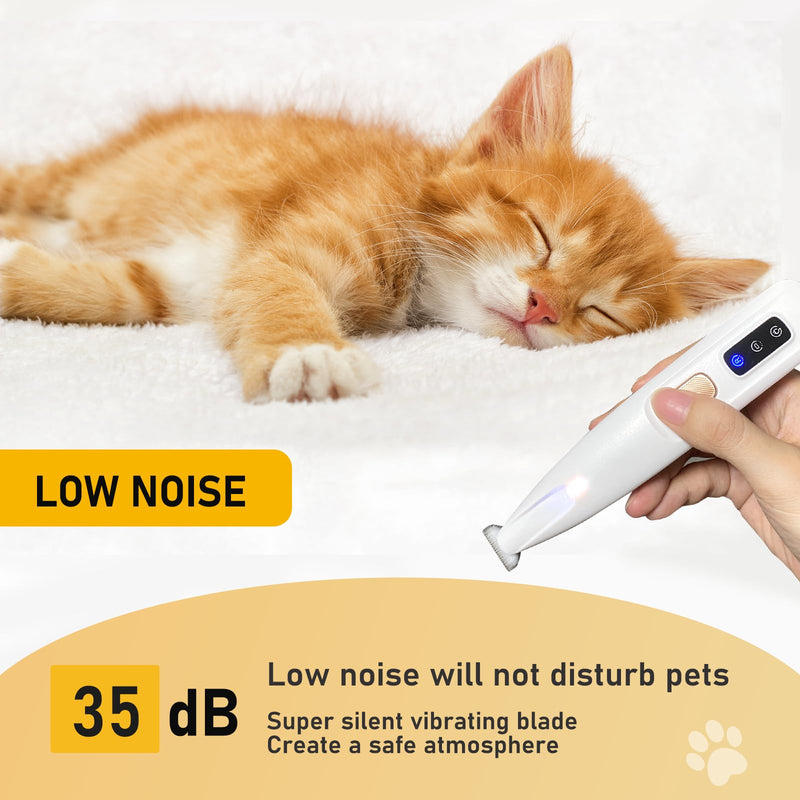 Saffory Dog Paw Trimmer, Pet Claw Trimmer with LED Light, Low Noise USB Rechargeable Pet Clipper. Suitable for Dogs and Cats, for Trimming Hair Around Paws Eyes Ears Face Buttocks. (1) 1 - PawsPlanet Australia