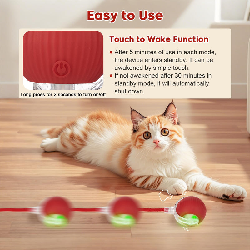 Interactive Cat Toy, Interactive Dog Toy, Electric Automatic Rolling Moving Toys, Self Activated Play Smart Rolling Ball for Cats & Dogs, Chase Teaser Pet Ball for Bored Indoor Cats/Kittens/Dogs - PawsPlanet Australia