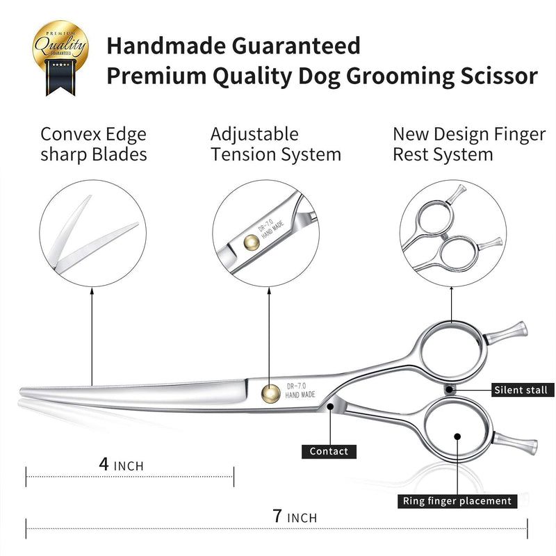 Dream Reach Professional Dog Grooming Straight, Curved, Thinning/Blending/Chunking Scissors Kit, JP-440C Stainless Steel Pet Cat Hair Cutting/Trimming Shears (7 inch-Curved Scissors) A-Curved Scissor - PawsPlanet Australia