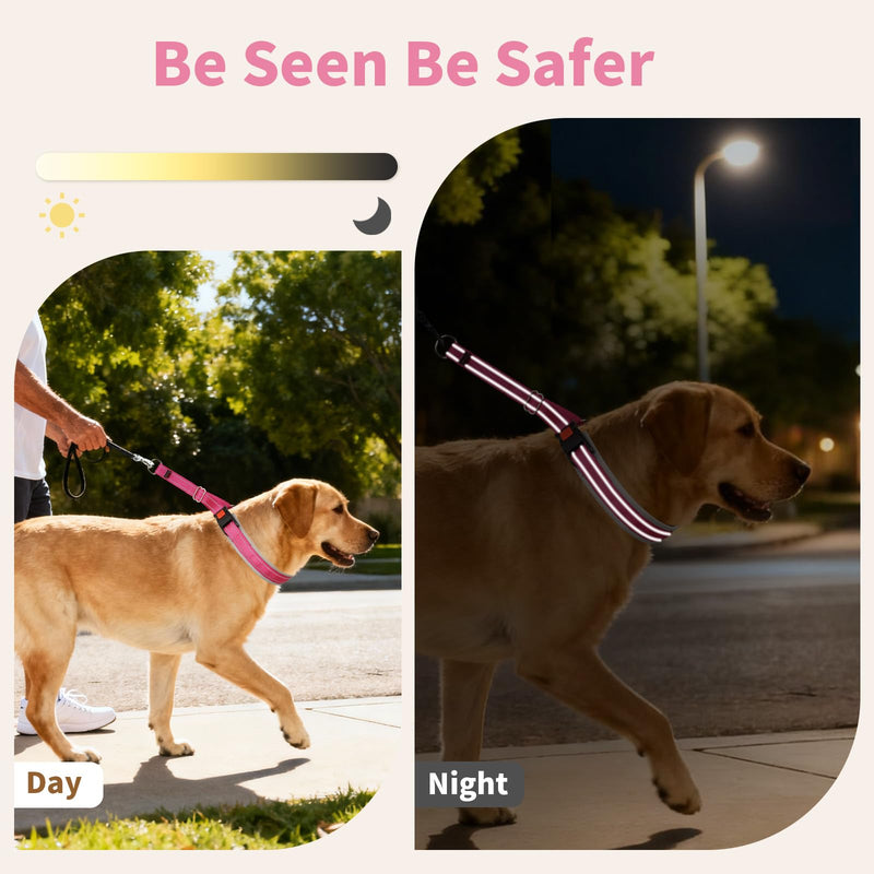 Mayerzon Martingale Dog Collar for Pulling, Patented No Pull Training Walking Collar with Buckle for Medium Large Dogs Bulldog Pitbull German Shepherd, Reflective, Adjustable, Heavy-Duty(M, Hot Pink) Medium,2.5mm,14.5-18.5"Neck