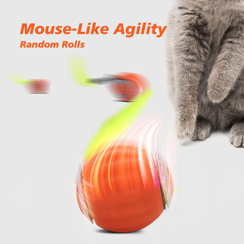 2025 Interactive Cat Toy for Indoor Cats, Automatic Moving Cat Balls for Bored Indoor Adult Cats, 360°Automatic Rolling Ball Toy, Two Speed Adjustment（Orange） Orange - PawsPlanet Australia