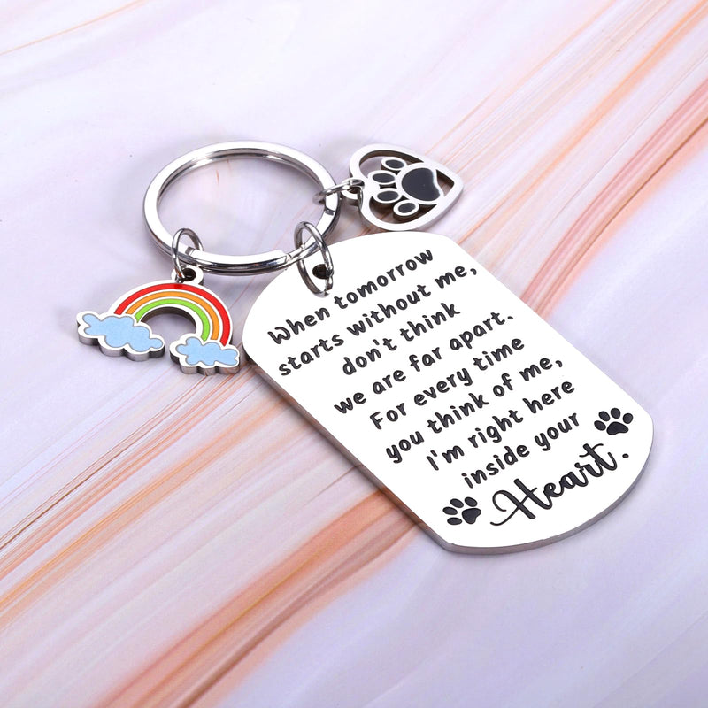 Dog Memorial Gifts for Loss of Dog, Pet Memorial Gifts for Dogs Cats Sympathy Bereavement Gift for Pet Lover Owner, When Tomorrow Starts Without Me Remembrance Keychain Rainbow Bridge Paw - PawsPlanet Australia