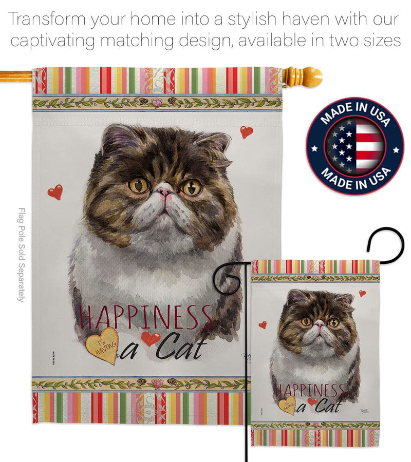 Breeze Decor Exotic Short Hair Happiness House Flag Pack Cat Kitten Meow Spoiled Paw Fur Pet Nature Farm Animal Creature Applique Banner Small Garden Yard Gift Double-Sided, Made in USA - PawsPlanet Australia