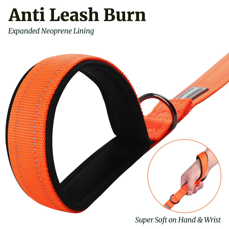 VIVAGLORY Dog Leash Dailyx Pet Leash with Soft Padded Handle for Training & Walking, Heavy Duty & Double Layer Nylon for Pet Puppy, 6ft x 1in, Orange Leash (6 ft. x 1 in.) - PawsPlanet Australia