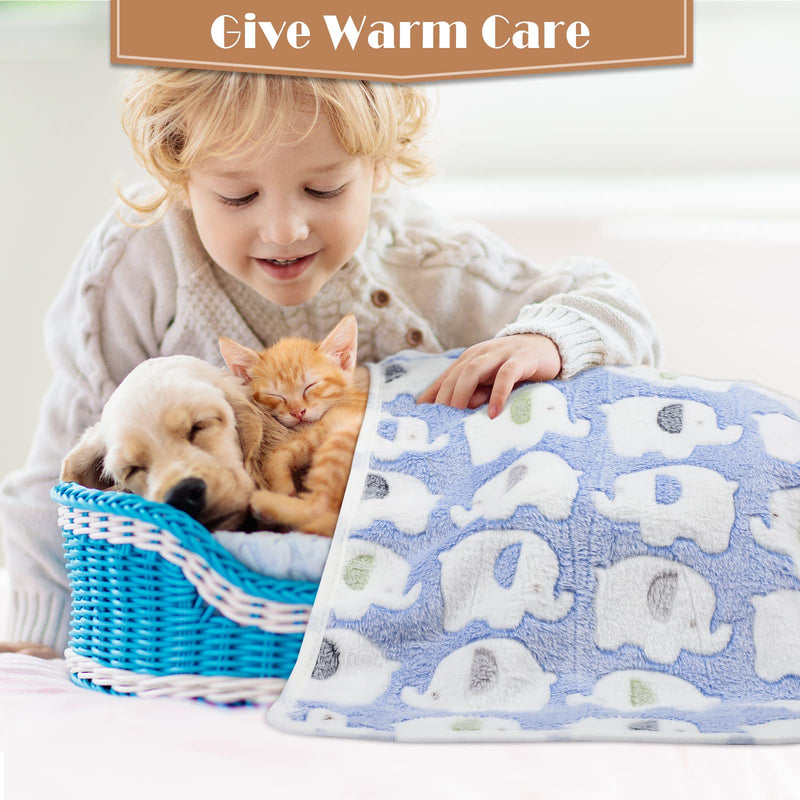 Tatuo 12 Pieces 16 x 24 Inch Dog Blanket Super Soft Warm Cat Sleep Mat Pet Kitten Doggy Fluffy Fleece Blankets with Cute Dog Paw Bone Star Elephant Patterns Printed Fluffy Blanket for Small Cat Puppy - PawsPlanet Australia