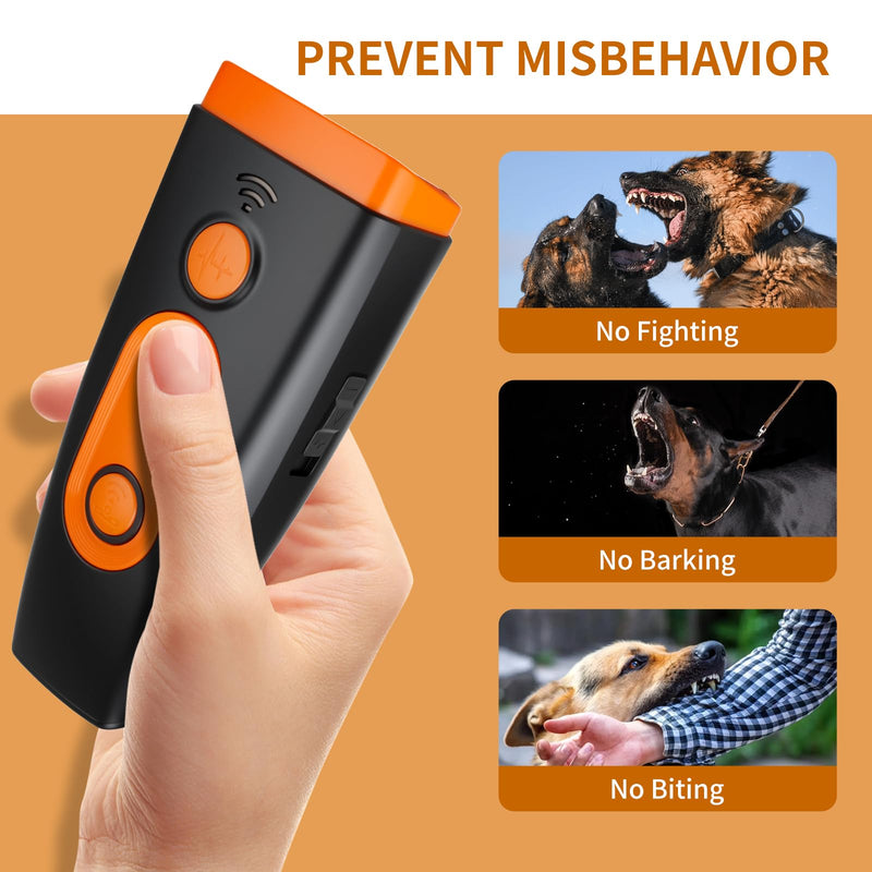 Ultrasonic Dog Bark Deterrent Device - 3X Sonic Emitters, 50ft Range | 6 Adjustable Modes w/Beep & Flashlight | Rechargeable, Safe for Small/Medium/Large Dogs | Indoor & Outdoor Use