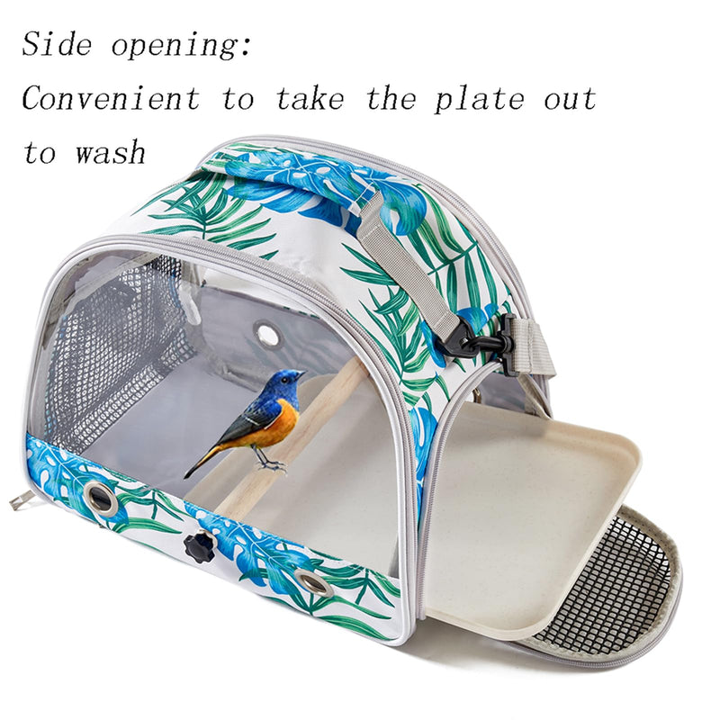 Small Bird Carrier Cage with Standing Perch & Tray Portable & Breathable Pet Travle Transport Carry Bag with Shoulder Strap for Vet Visit & Outdoor Walking (Printed) Printed - PawsPlanet Australia