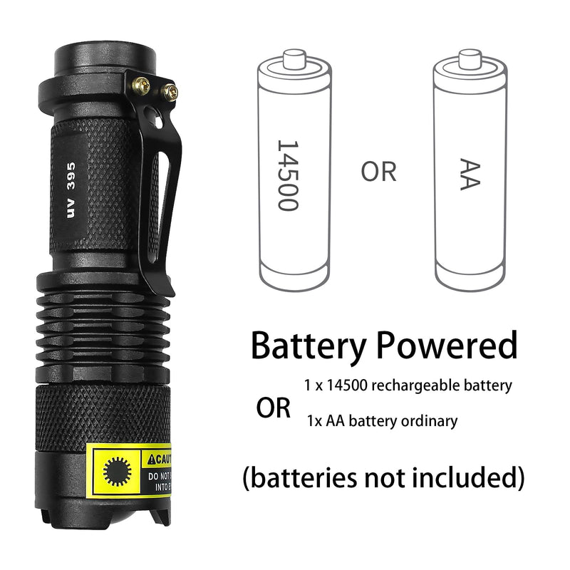 395nm UV Flashlight, Mini Ultraviolet Blacklight Detector for Dry Dog Urine, Pet Stains, Small LED Black Light Torch for UV Glue Curing, AC Leak Detection & Scorpions Finder - PawsPlanet Australia