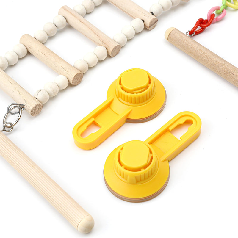 Wood Window Bird Perch Toy with Suction Cup, Climbing Ramp Ladder Platform, Enrichment Accessories Stuff for Parrot, Parakeet, Budgie, Cockatiel, Finches to Playstand Bath Car, Love Travel Inside Cage - PawsPlanet Australia