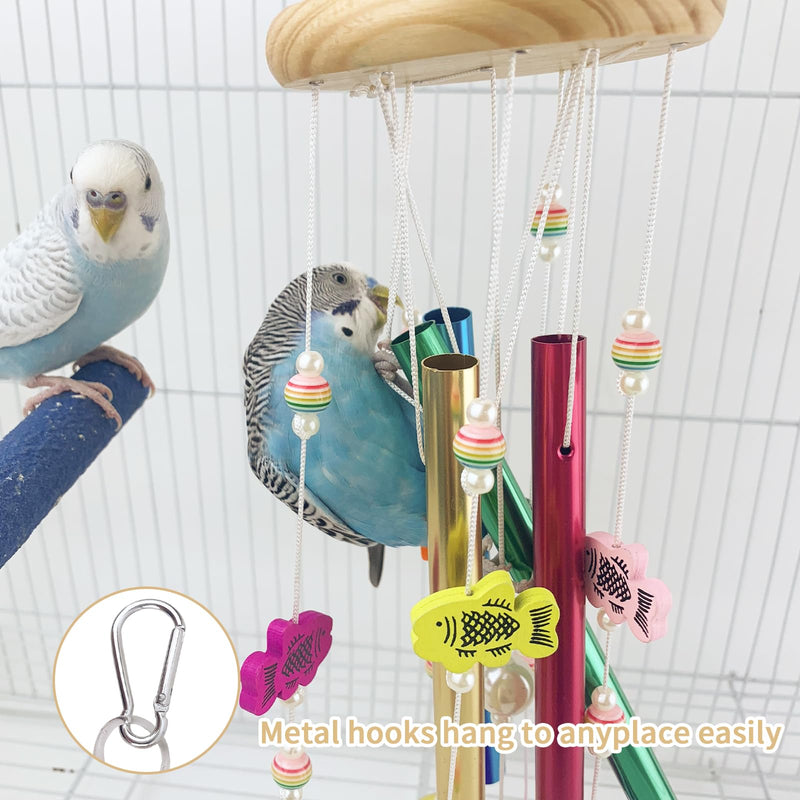 Bird Chewing Toys, Conure Wind Chimes Chewing Toy with Colorful Stick, Bird Parrot Cage Hanging Bells Toys for Conure, Budgie, Parakeet, Caique, Cockatiel, Lovebird, Finch