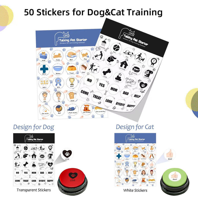 Set of 4 Dog Communication Button Set Recorable Button Dog Talking Button HD Sound 30s Pet Talking Button with Non-Slip Mat,50 Pet Training Stickers Teach Your Beloved Pets to Speak 6 pack - PawsPlanet Australia