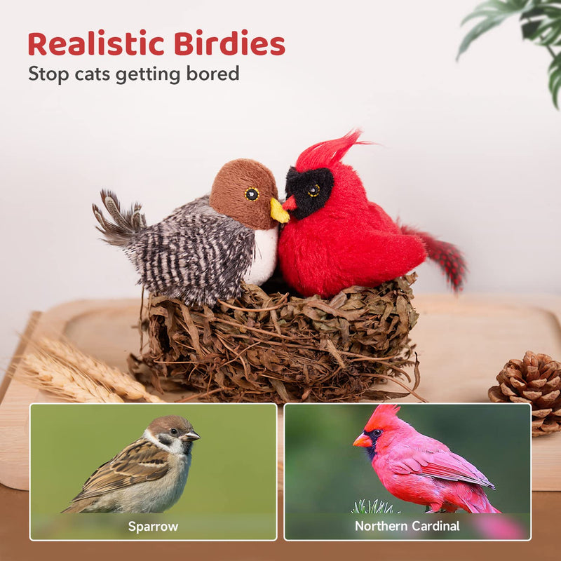 Potaroma Cat Toys Chirping Birds 2 Pcs with Catnip SilverVine, Interactive Cat Kicker, Lifelike Birdie Tweets, Indoor Kitty Kitten Exercise Toys 4.0" - PawsPlanet Australia
