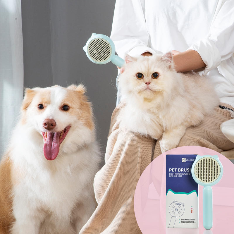 Cat Brush Dog brushes with Release Button for Shedding Grooming, suit for Long or Medium Haired Cats, Lightweight Skin Friendly Pet Brush Hair Removal Comb Brushes for Kitten Light Blue - PawsPlanet Australia