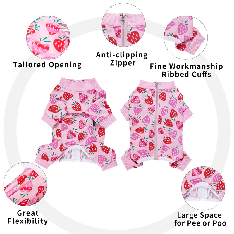 Dog Surgery Recovery Suit, Dog Onesie for Surgery Female Male Dogs, Dogs Pajamas Long Sleeve, Small Dogs Onesie, Abdominal Wound Bandages Surgical Suit, Cat Recovery Suit for Shedding Skin Disease Medium Strawberries - PawsPlanet Australia
