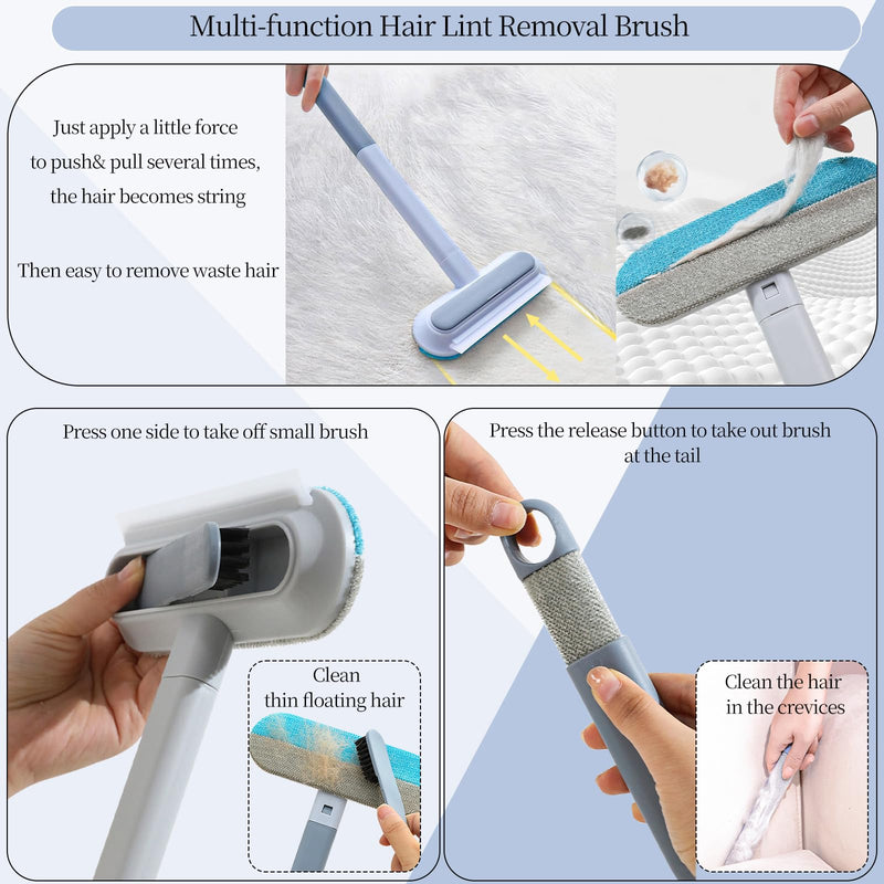 Pet Hair Remover for Furniture, 4 in 1 Multifunctional Lint Brush Pet Hair Tools, Reusable Long Handle Cat Dog Hair Remover Brush for Couch, Carpet, Clothes & Bed, Self-Cleaning Pet Comb - PawsPlanet Australia