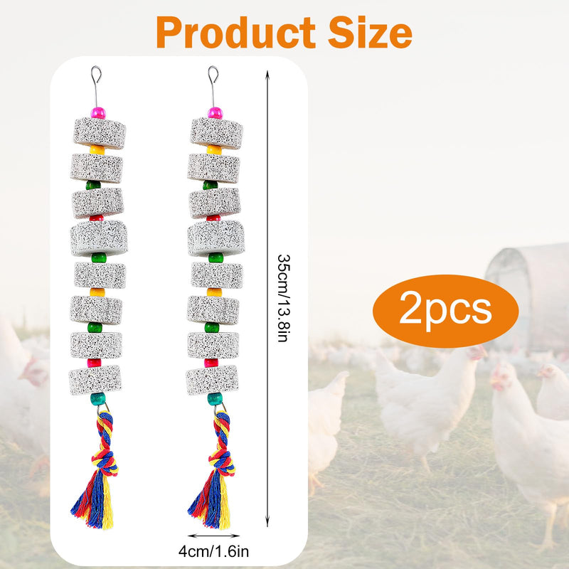2 Pack Chicken Toys for Coop - Chicken Pecking Toy with Calcium Volcanic Stone, Chickens Enrichment Toys with Bells, Chickens Coop Accessory for Birds, Parrot, Rodents & Small Pets - PawsPlanet Australia