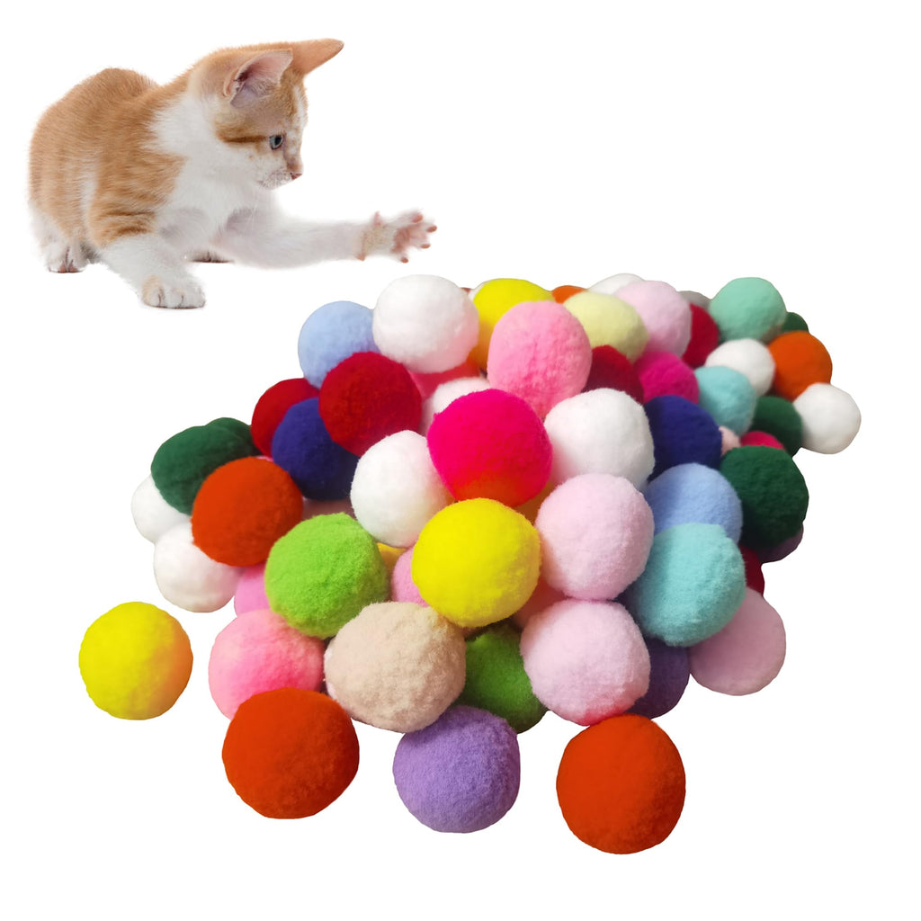 Cat Toy Balls Soft Pom Pom Balls for Kittens Plush Toy Interactive Cat Pompom Toys for Indoor Cats Playing Balls for Craft DIY Decorations (1.6inches 20pcs) - PawsPlanet Australia