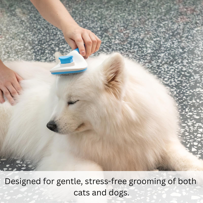 AIXINPET Cat & Dog Self Cleaning Slicker Brush - Easy to Remove Loose Fur, Harmless Deshedding Grooming Tool, Massaging Function - Suitable for Shedding & Furry Pets, like Rabbits and Ferrets - PawsPlanet Australia
