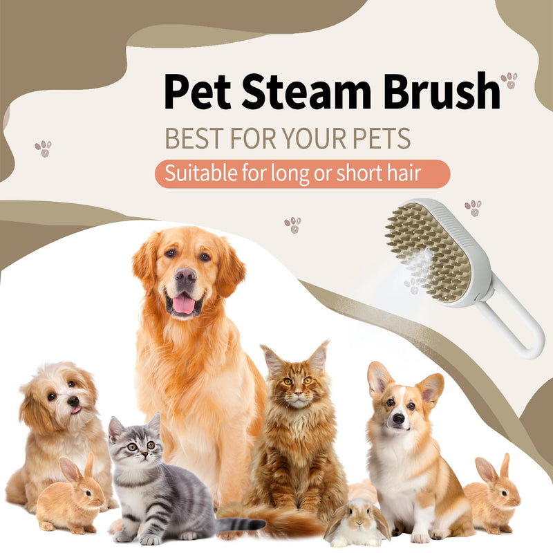 4 in 1 Cat Steam Brush for Shedding Dog Brush with Steam Pet Hair Cleaning Brush Comb for Spray Pet Grooming Soft Silicone Brush for Long & Short Haired Pets (White) White - PawsPlanet Australia