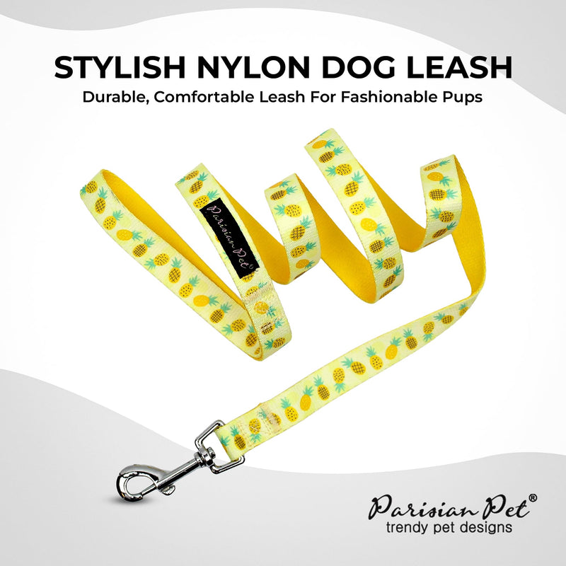 Parisian Pet Pineapple 4Ft Heavy Duty Nylon Dog Leash - Yellow, Odor Proof, Training Leash for Small & Medium Dogs Pineapples - PawsPlanet Australia