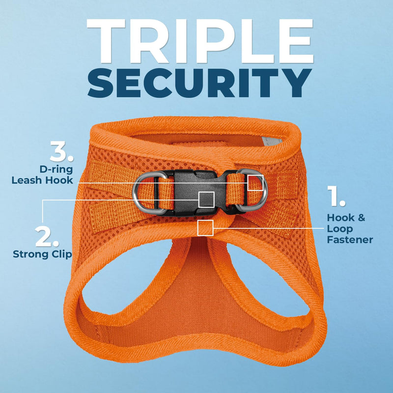 Voyager Step-in Pet Harness - All Weather Mesh, Adjustable Step in Harness for Cats and Dogs by Best Pet Supplies - 307S Orange, M 307 Set Orange M (Chest 15 - 17")