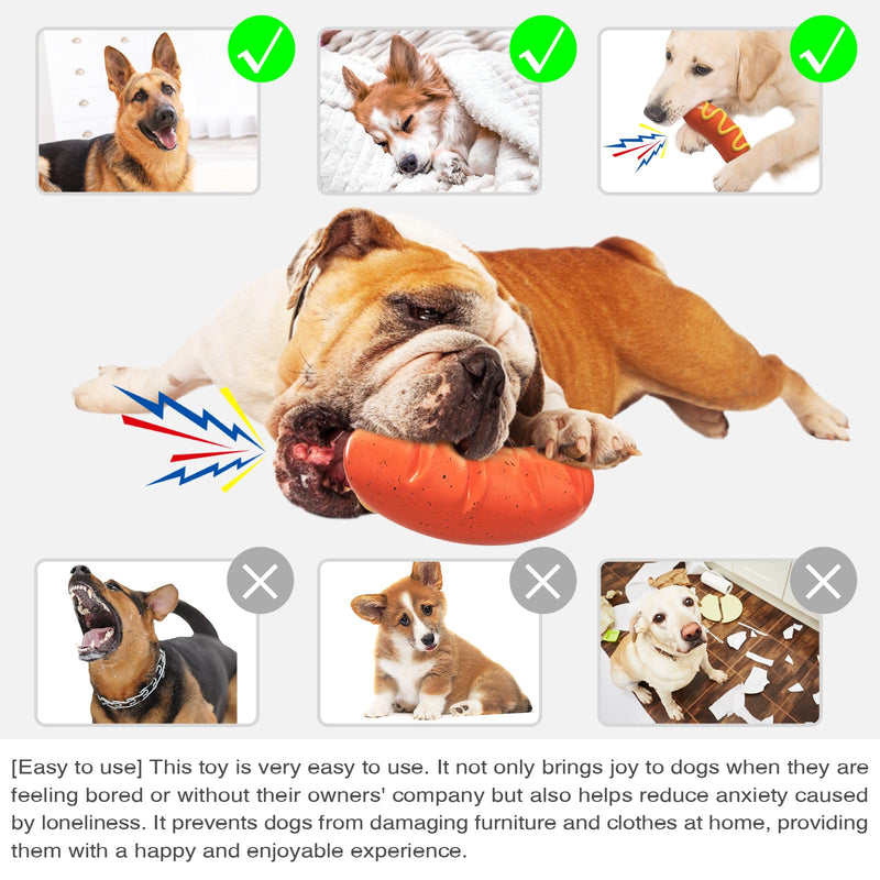 Hot Dog Squeaky Dog Toy - Interactive Rubber Dog Chew Toy for Aggressive Chewers - Durable Dog Accessories & Long Lasting Dog Chews - Humorous Gift for Dog Lovers - PawsPlanet Australia