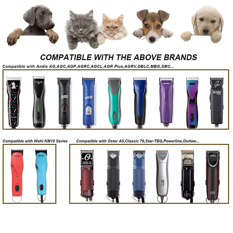 10 Blades Dog Grooming Blades Compatible with Andis/Oster A5/Wahl KM-10 Series Dog Clippers,Detachable Clipper Replacement Blade,Black (5PCS Black-#10+30+4FC+5FC+7FC) 3PC 10:1/16''(1.5MM) - PawsPlanet Australia
