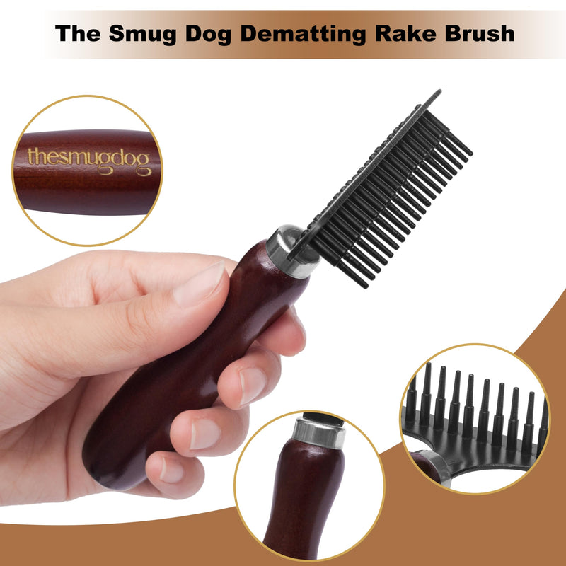 Smug Dog Undercoat Rake - Deshedding Brush & Dematting Tool for Dogs & Cats - Removes Undercoat - Non-Slip Grip Handle - PawsPlanet Australia