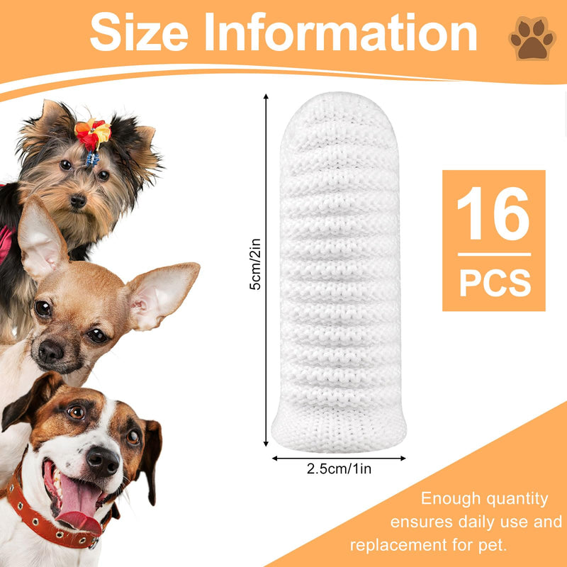 Pack of 16 Dog Toothbrush, Finger Toothbrush, Dog, Dog Toothbrush, Fingerling, Reusable, Pet Finger Toothbrush for Dogs, Cats, Dental Care, Teeth Cleaning, Anti-Plaque Pet Toothbrush