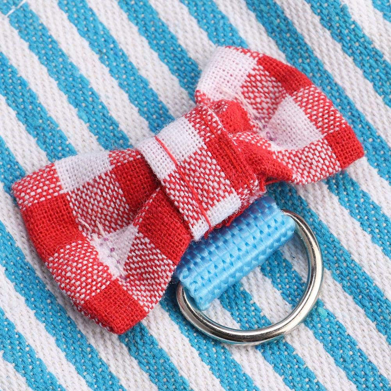 Pet Rabbit Traction Rope, Pet Small Animal Bunny Hamsters Harness Chest Strap Red Grid Blue Stripes 2 Pieces S