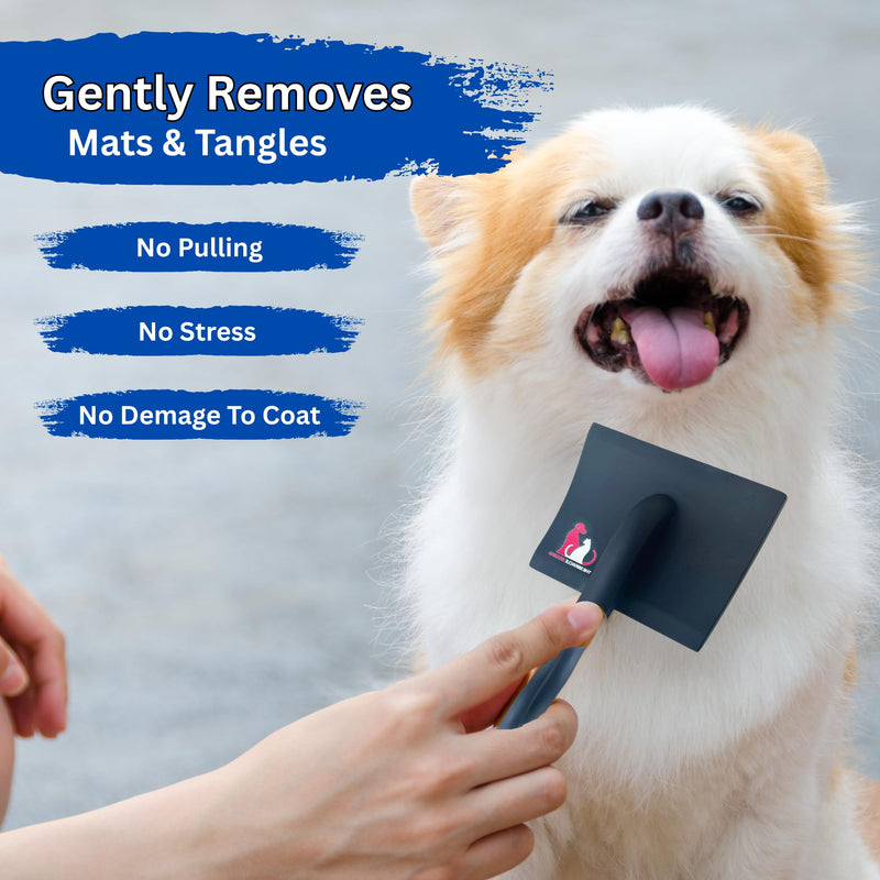 Pet Slicker Brush – Long Pin Grooming Tool for Dogs & Cats – Wooden Handle, Tangle & Shedding Remover – Black - PawsPlanet Australia