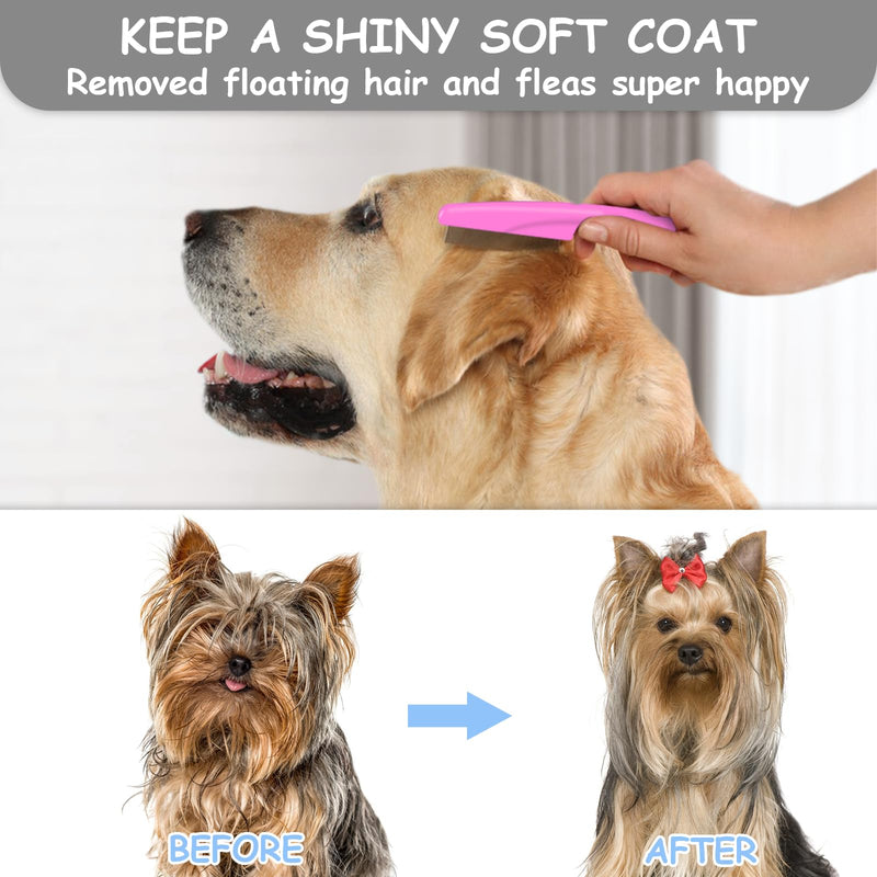 7 Pack Pets Grooming Brush Comb Kit,Double-Side Deshedding Dematting Dog Brush,Undercoat Rake for Dogs & Cats,with Metal Comb,Flea Comb,Open Knot Comb,Fine-Teeth Comb,Tear Stain Remover Comb Pet Combs with Deshedding Brush - PawsPlanet Australia