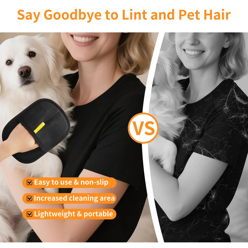 2 Pcs Electrostatic Gloves Pet Hair Removal,Reusable Pet Cat Dog Hair Removal Grooming Gloves Brush Tool Black - PawsPlanet Australia