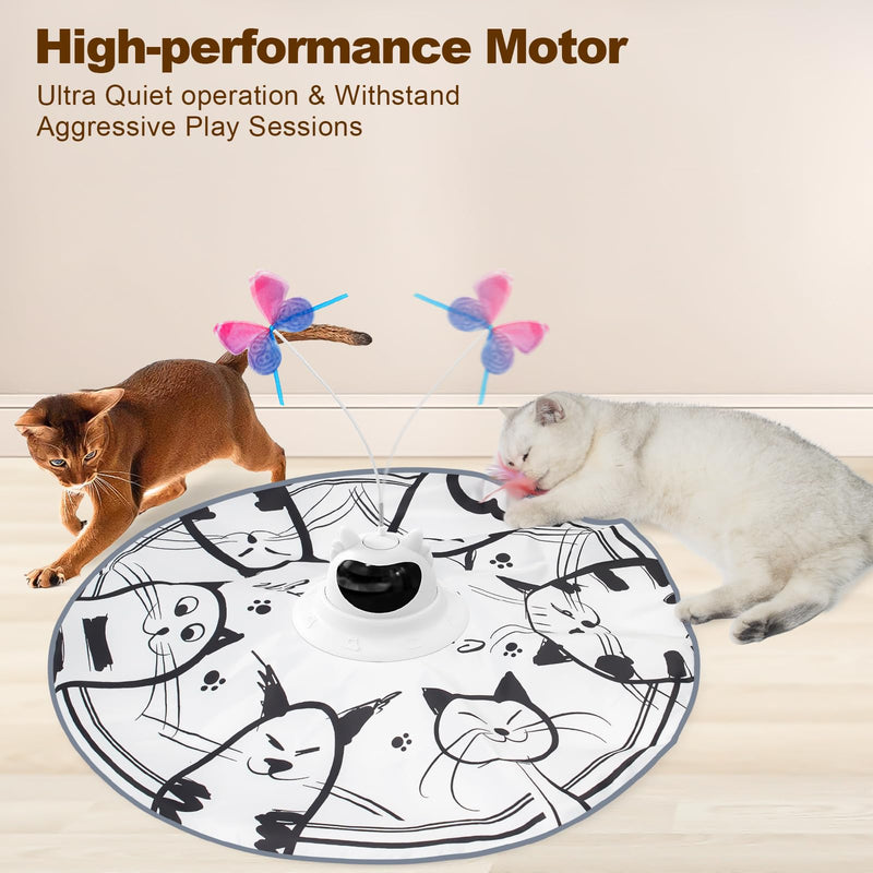 Cat Toys Interactive Rechargeable 2in1 Hide and Seek, Spinning Butterfly, Moving Feather Automatic Kitten Toys for Indoor Cat Exercise Chasing for All Ages Cats Meow - PawsPlanet Australia