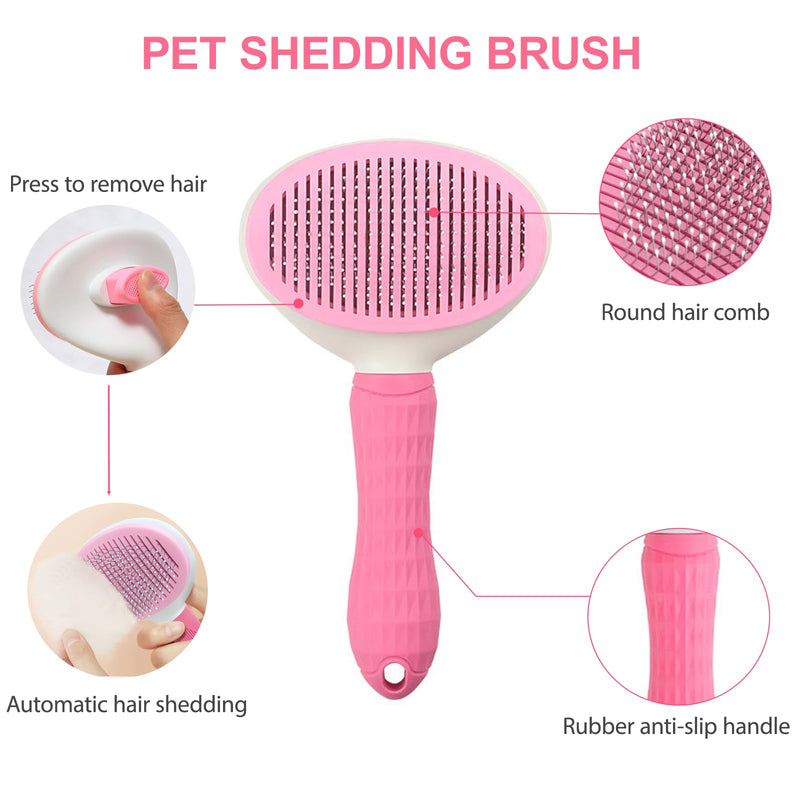 2 Piece Pink Dog Bath Supplies with Dog Brush and Shampoo Brush 2Pack
