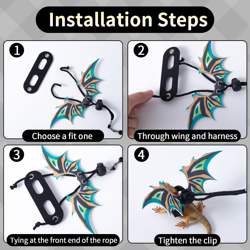 2 Pack Bearded Dragon Lizard Harness Leash Set, Adjustable Reptile Lizard Leashes with Adorable Dinosaur Wing for Geckos, Chameleon, Lizard - PawsPlanet Australia