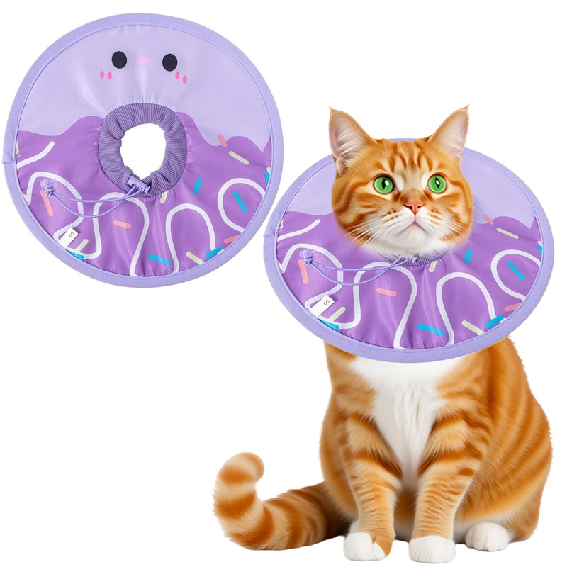 Cat Recovery Collar for Post Surgery,Soft Adjustable Elizabethan Neck Cone Waterproof Lightweight Donut Shape for Cats Small Dogs Kitten Puppy Pet