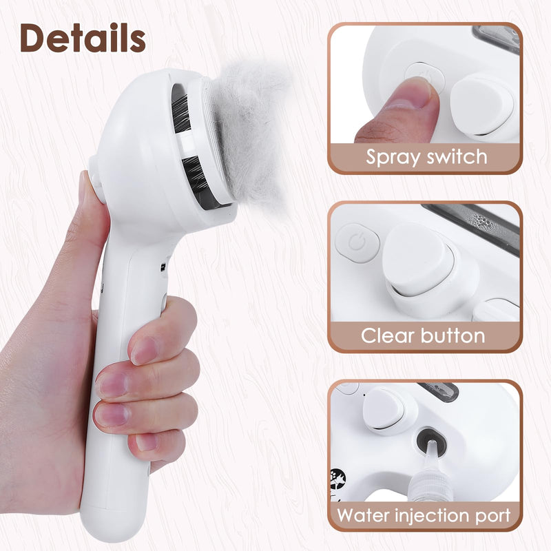 CIBKJ Cat Steam Brush with Spray Function, Easy to Clean, Pet-Friendly Design, Durable Materials, Cat & Dog Grooming Brush - PawsPlanet Australia