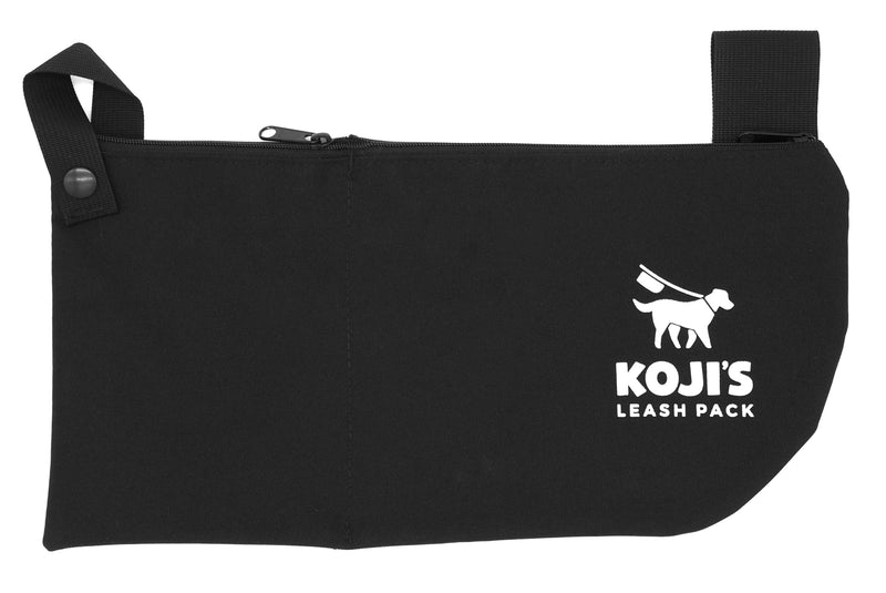 Koji's Leash Pack with Zippers | Hands-Free Dog Waste Carrier & Organizer | Anti-Swing Hammock Pouch for Used Poop Bags, Phone, & Keys | Secure Attachment for Running, Hiking & Walking (Made in USA) Black - PawsPlanet Australia