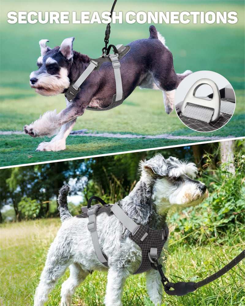 TagME No Pull Dog Harness with 2 Leash Clips,Lightweight & Visible for All-Day Walking, No Choke Pet Vest Includes AirTag Holder for Puppy,Black Dark Gray Extra Small - PawsPlanet Australia