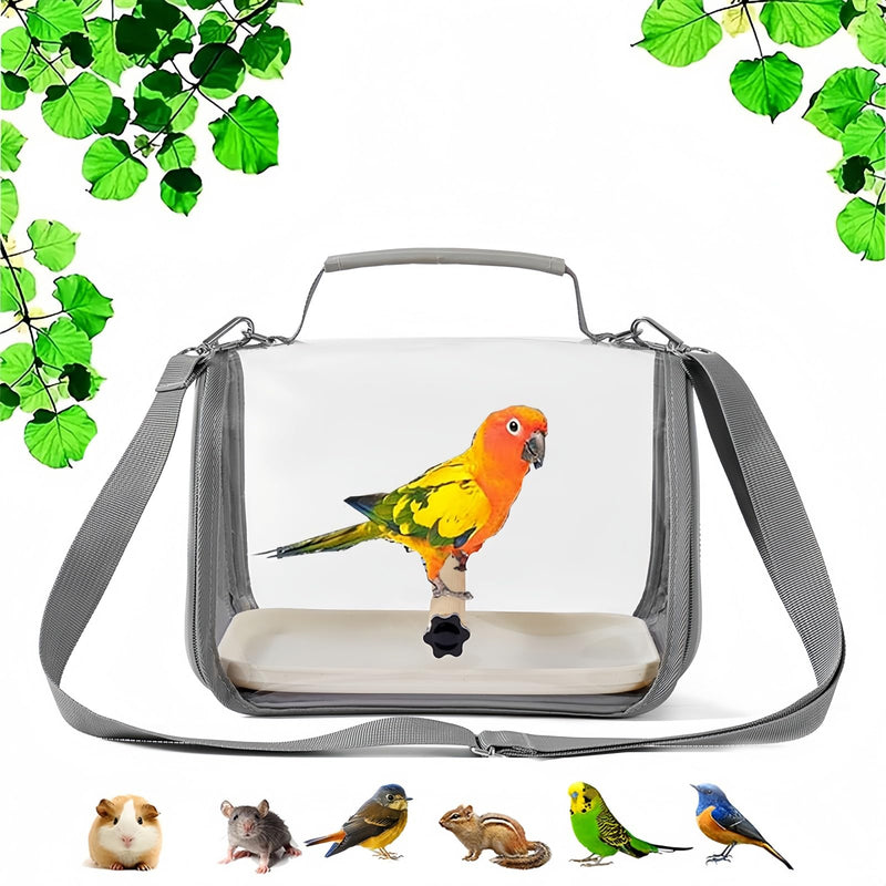 Portable Small Bird Travel Cage Carrier, A Convenient Go Out Solution for Various Birds and Lizard, Featuring a Standing Perch and Comfortable Mat (with Tray). - PawsPlanet Australia