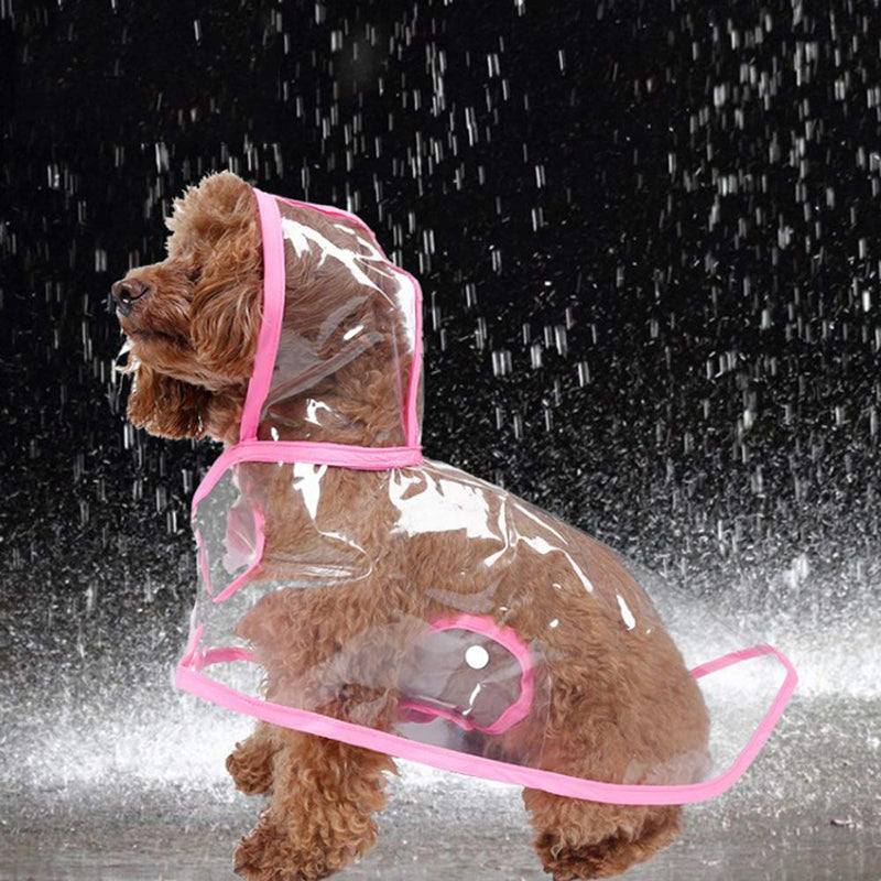 Pet Raincoat,Small Dog Waterproof Puppy Raincoat Coat Transparent Pet Dog Rainwear Clothes for Small Dogs Cats (L, Pink) L-Back 11.8'' For <10lb dogs - PawsPlanet Australia