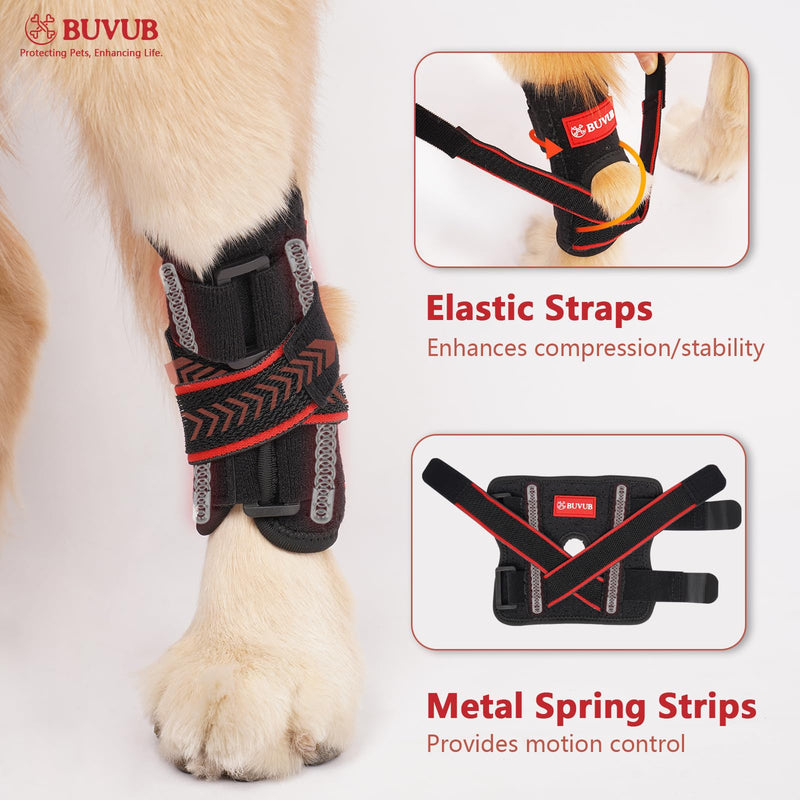 Dog Hock Brace Rear Leg Built-in Metal Spring Strips Support for Sprains, Arthritis, Ligament Injuries, Post-Op Recovery with Adjustable Compression Straps (M,Pair) Pair Pack Medium