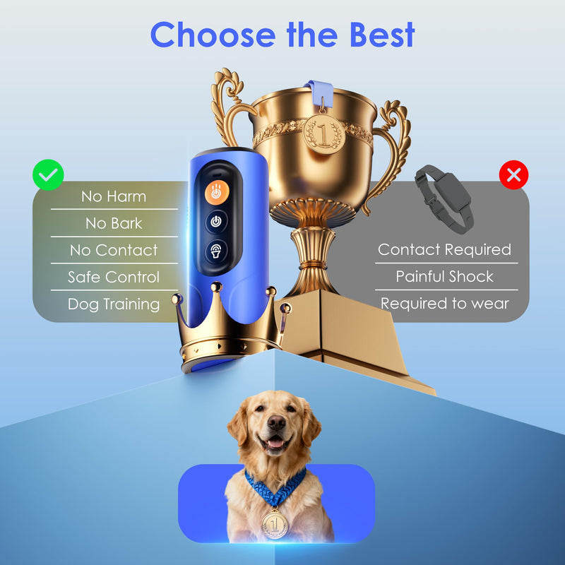 Dog Bark Deterrent Devices, Anti-Barking Device for Dogs 50-ft Range, Three Modes, Dog Barking Silencer Replaces Traditional bark Collars, Suitable for All Dogs, Indoors and Outdoors blue