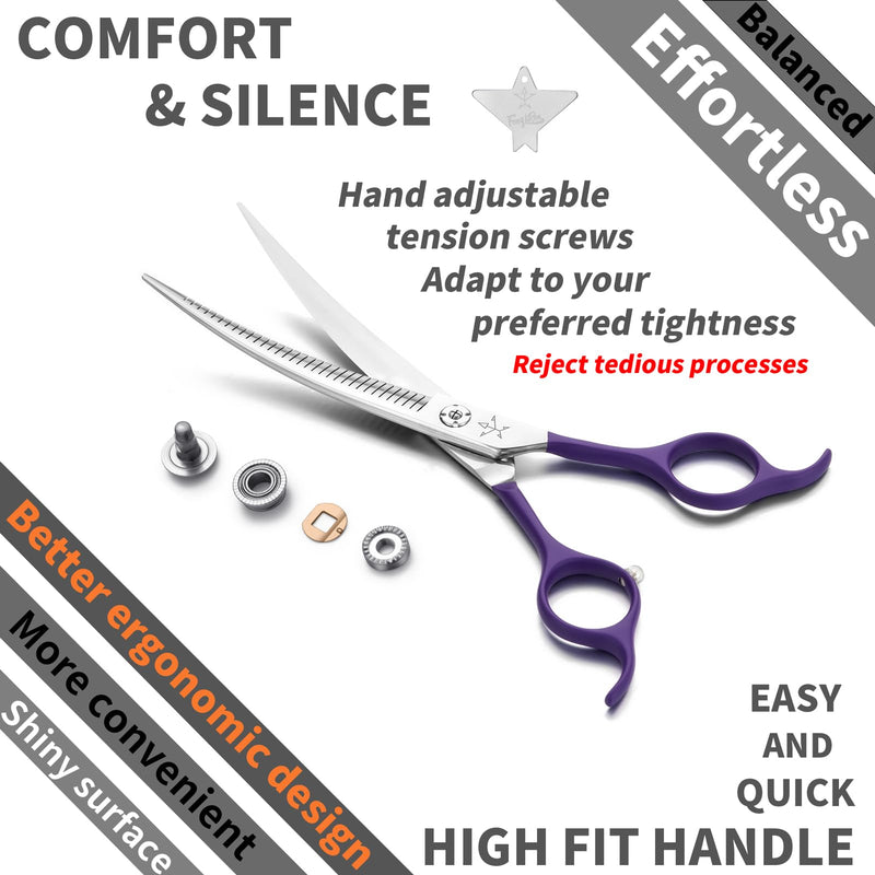 High-end Professional Dog Grooming Curved Thinning Scissors Teeth Blending Shears Pet Texturizing Thinner Blender Shears 7 Inch Extremely Very Sharp Made Of Stainless Steel Alloy For Dog Cat Groomer 7inch Comprehensive Curved Thinning Shears - PawsPlanet Australia