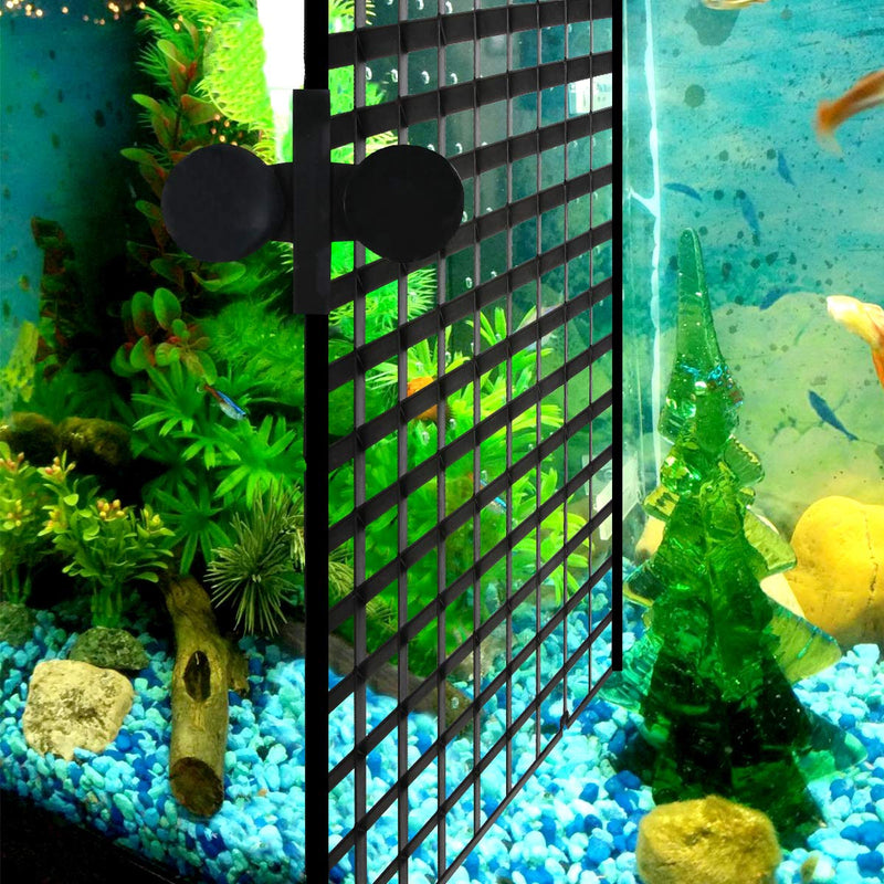 Senzeal 4PCS Aquarium Grid Divider Tray Egg Crate Aquarium Fish Tank Bottom Divider Isolation Board with Sucker Clips (Black) Black