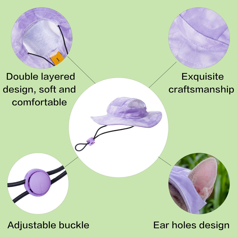 Pet hat with Ear Holes Sunscreen Baseball Cap Suitable for Small and Medium-Sized Dogs Outdoor Climbing hat in Summer Pet Products (Small, Purple) - PawsPlanet Australia
