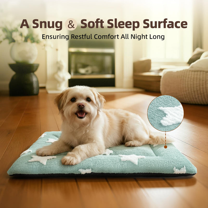 MORA PETS Cat Bed Mattress Small Flat Dog Crate Mat 56 x 33cm Washable Pet Bedding Soft Puppy Cushion Anti-slip Kitten Bed Puppy Pillow Pad with Star Pattern Blue 56 x 33 x 3cm - PawsPlanet Australia