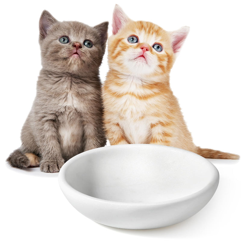 White Cat Bowl, Marble Food and Water Bowl for Cat and Small Dog, Heavyweight 1.5lb Non-Tip Pet Food Dish with Slip-Proof Pad, Premium Stone Feeder for Elegant Home Decor XS Namib Fantasy