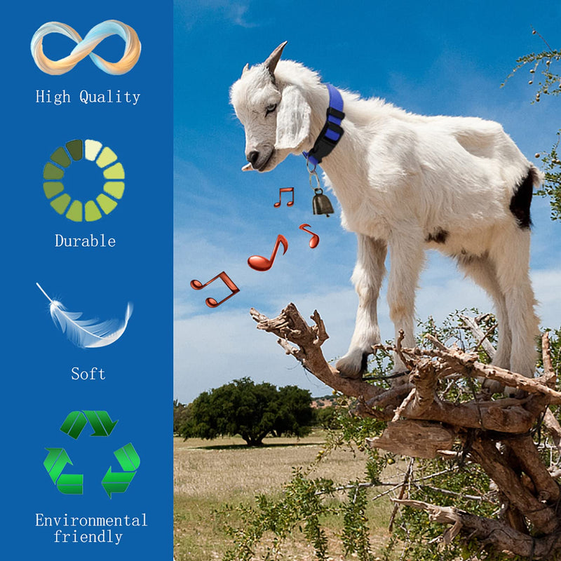 5 Pack Goat Collar with Bell, Sheep Collar with Bell, Grazing Copper Bells and Adjustable Nylon Collar Set for Small Farm Animal Sheep Cow Pet Goat Accessories 5 Pack - PawsPlanet Australia